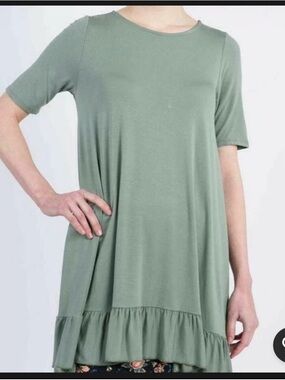 Agnes and Dora sage green drop waist dress with ruffle hem